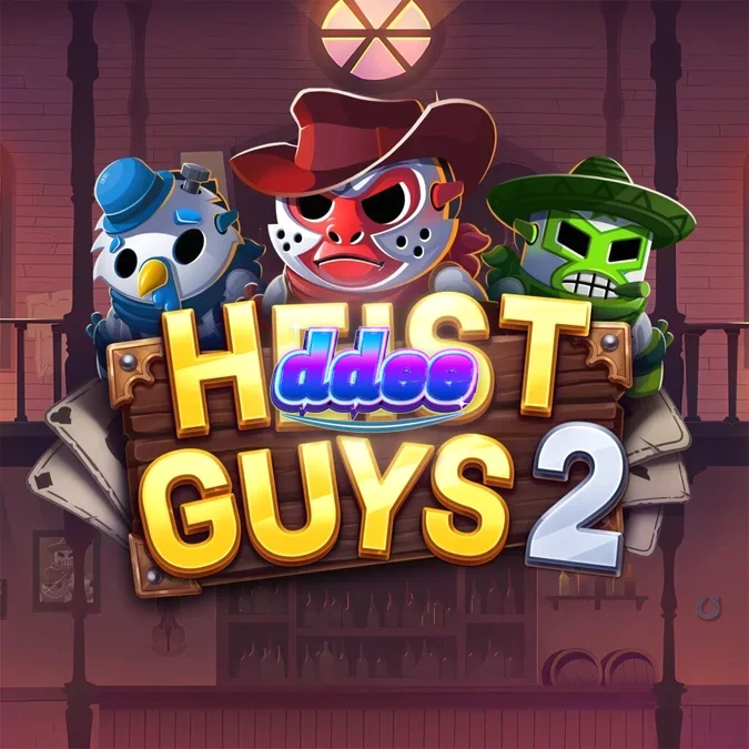 Tampilan visual slot Heist Guys 2 dengan tema perampokan yang artistik